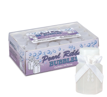 Picture of Wedding bubble wands with pearls and bow, 24 pcs