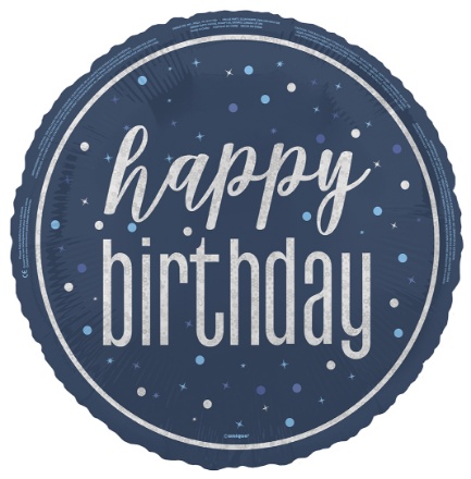 Obrázek Foliový balonek Happy Birthday Blue Glitz, 45 cm