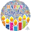Obrázok z Foliový balón Jumbo Holografický Happy Birthday, 71 cm