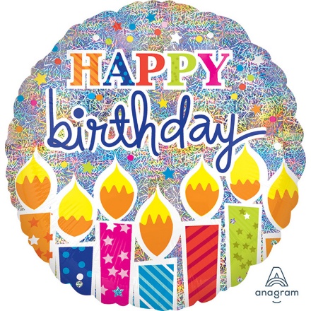 Obrázek Foliový balonek Jumbo Holografický Happy Birthday, 71 cm