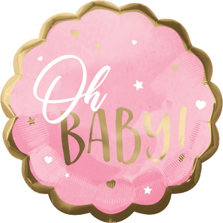 Obrázek Foliový balonek Jumbo Oh Baby růžový, 55 cm