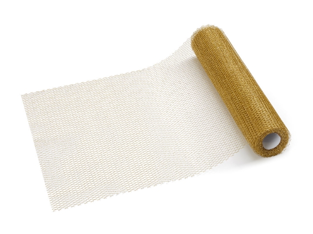 Obrázok z Zlatá stolová šerpa zo sieťoviny, 36 cm x 9 m