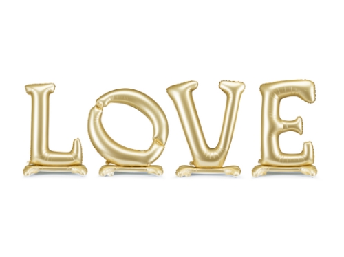 Levně Stojací fóliový nápis LOVE zlatý 350 x 114 cm