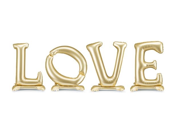 Obrázok z Stojací fóliový nápis LOVE zlatý 350 x 114 cm