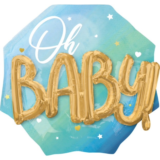 Obrázok z Fóliový Multi balónek Oh Baby modrý, 76 x 71 cm