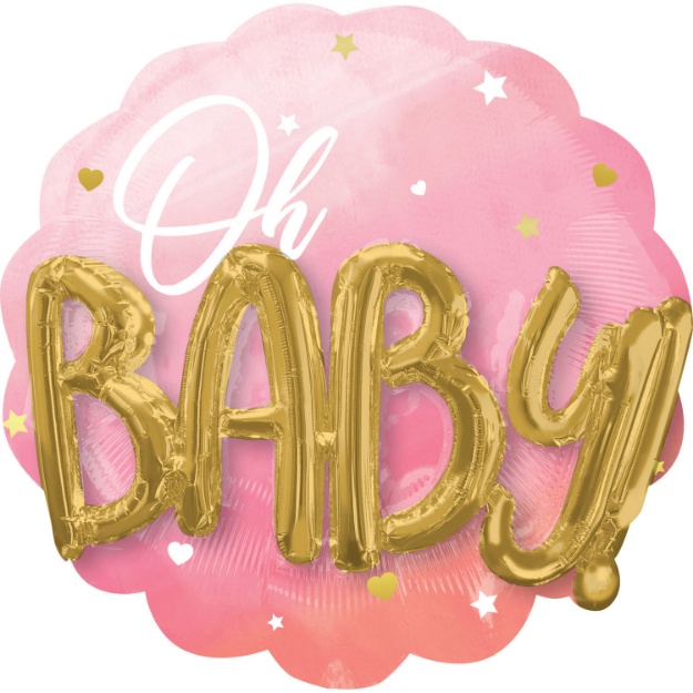 Obrázok z Fóliový Multi balónek Oh Baby ružový, 76 x 71 cm