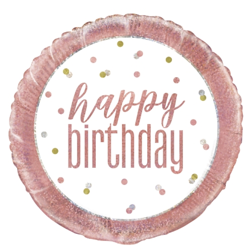 Levně Foliový balonek Happy Birthday Rose Gold Glitz, 45 cm