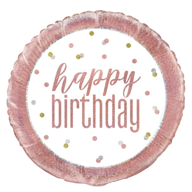 Obrázek z Foliový balonek Happy Birthday Rose Gold Glitz, 45 cm 