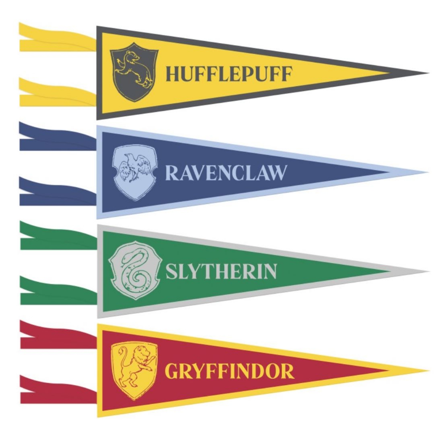 Látkové vlajky Bradavických kolejí Harry Potter 4 ks