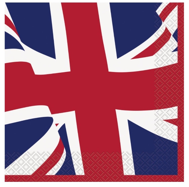 Obrázek z Papírové ubrousky Britská vlajka 33 × 33 cm – 16 ks 