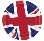 Obrázek z Papírové talíře Britská vlajka 23 cm – 8 ks 
