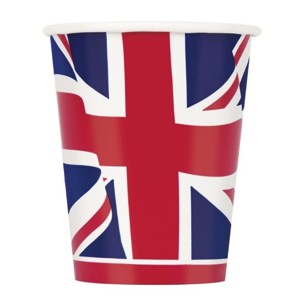 Papírové kelímky Britská vlajka 266 ml – 8 ks