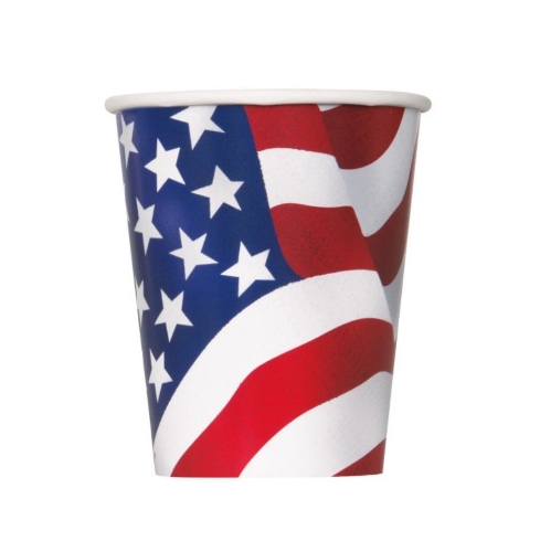 Papierové poháre Americká vlajka 266 ml - 8 ks