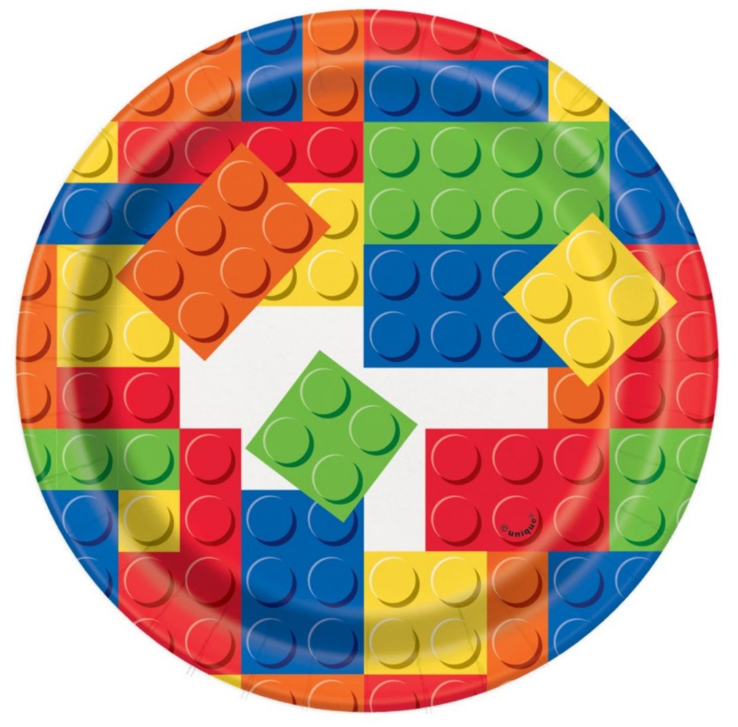 Papírové talířky Stavební kostky 18 cm – 8 ks