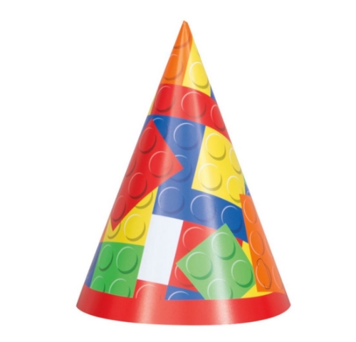 Levně Papírové čepičky Stavební kostky 16 cm – 8 ks