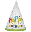 Obrázok z Papierové párty čiapky Happy Birthday s balónikmi 16 cm - 8 kusov