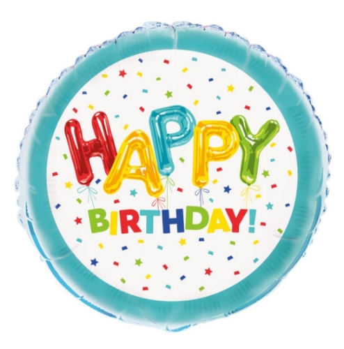 Levně Fóliový balónek Happy Birthday s balónky 45 cm
