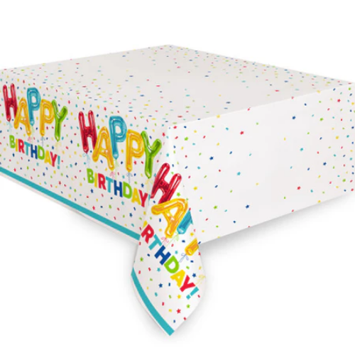 Levně Plastový ubrus Happy Birthday s balónky 137 × 213 cm