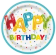 Obrázok z Papierové tanieriky Happy Birthday s balónmi 23 cm - 8 ks