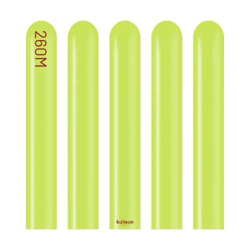 Modelovací balonky světle zelené, Standard Lime Green 260M – 100 ks
