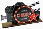 Obrázek z Dřevěná dekorace Hollywood Movie Night – filmová kamera a hvězda 