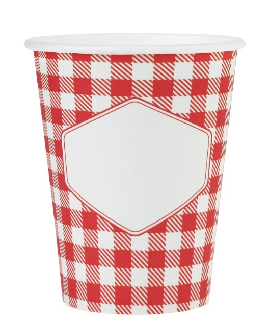 Obrázok z Červeno-biela kostkovaná venkovská papierová poháre – 270 ml, 10 ks