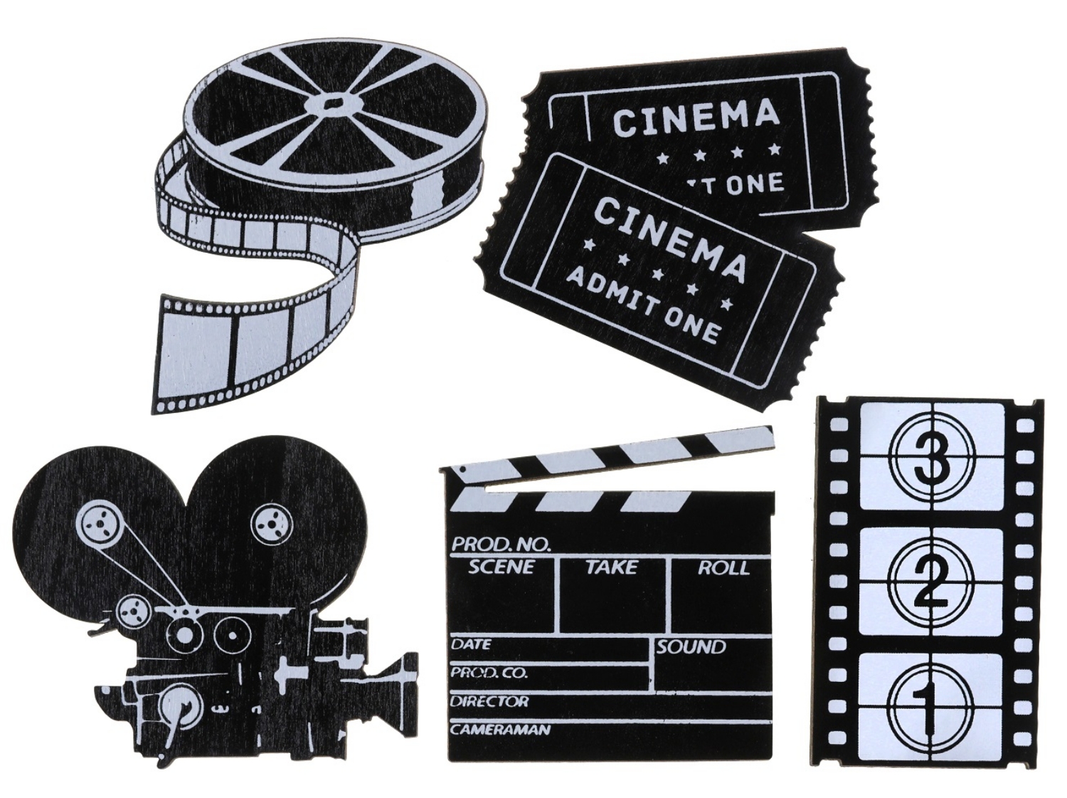 Levně Dřevěné dekorační výseky The Cinema – 10 ks