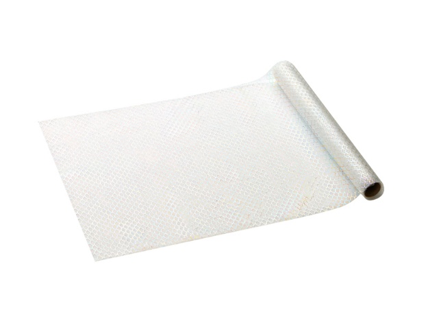 Obrázok z Behúň z tylu s perleťovým vzorom šupín – biely 36 × 300 cm