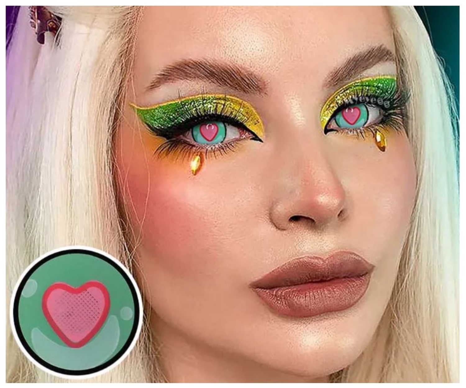 Kontaktní čočky Anime Heart Eye – tyrkysové se srdcem