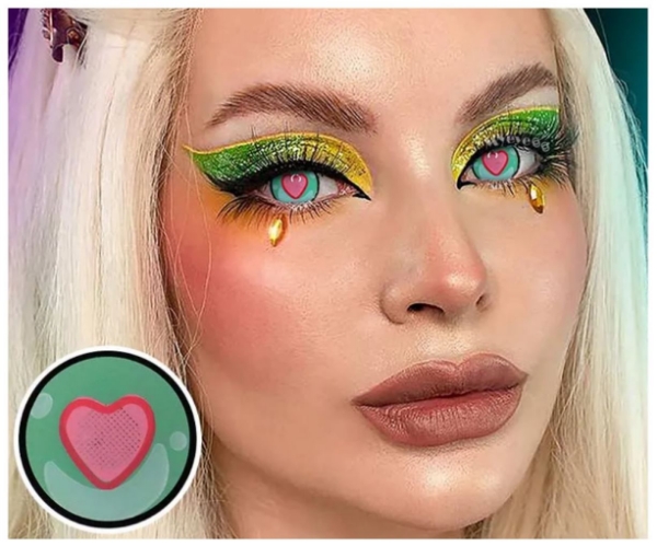 Kontaktní čočky Anime Heart Eye – tyrkysové se srdcem