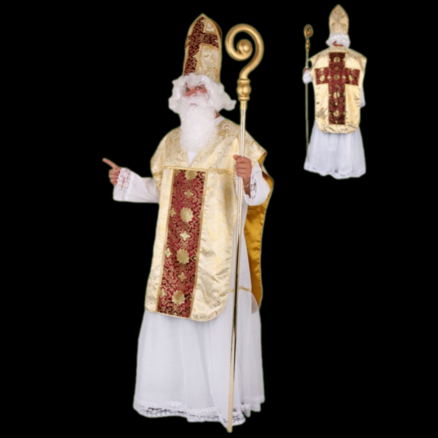 Kostým Mikuláše bílo-zlatý Deluxe – divadelní kvalita