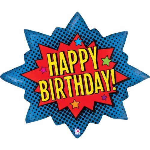 Levně Fóliový balonek Superhrdina Happy Birthday – 75 x 62 cm