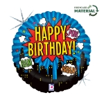 Obrázek Fóliový balonek Superhrdina Happy Birthday kulatý – 45 cm