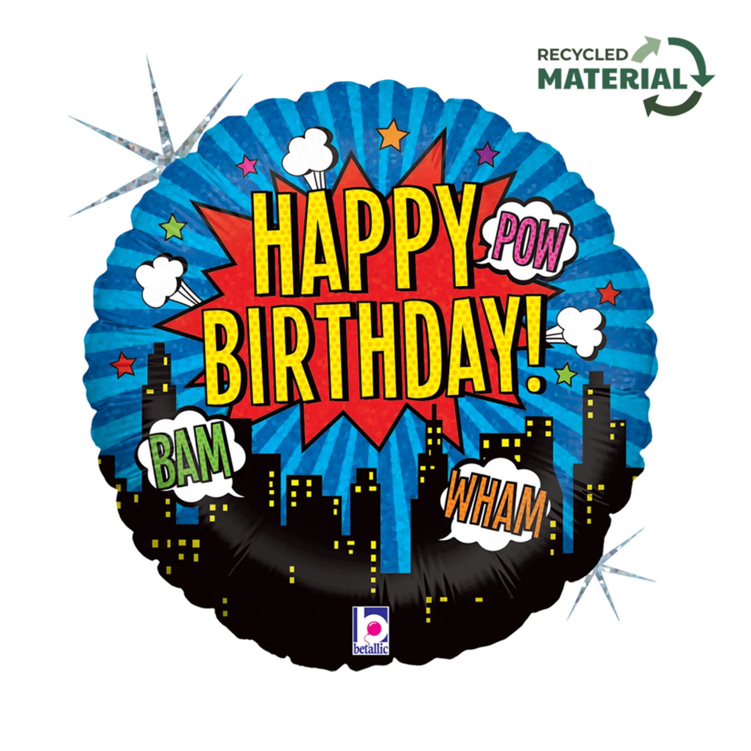 Fóliový balonek Superhrdina Happy Birthday kulatý – 45 cm