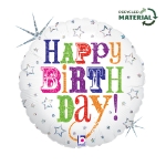 Obrázek Fóliový balonek Birthday Greetings bílý – 45 cm