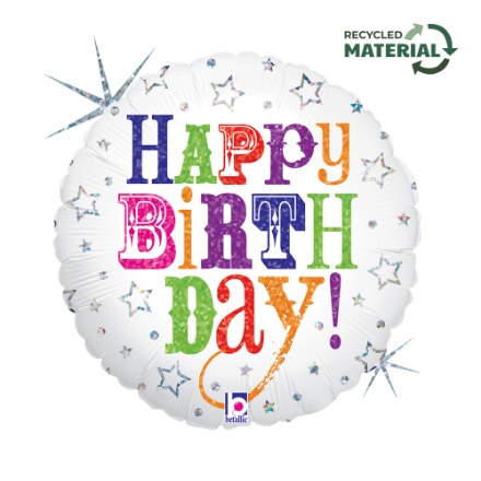 Obrázek Fóliový balonek Birthday Greetings bílý – 45 cm