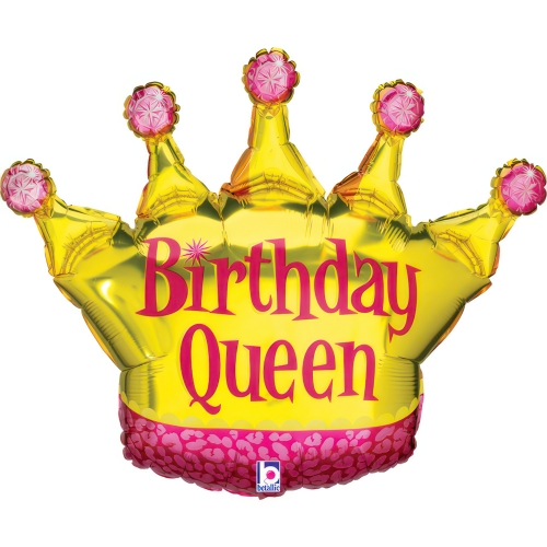 Levně Fóliový balonek koruna Birthday Queen – 75 x 58 cm