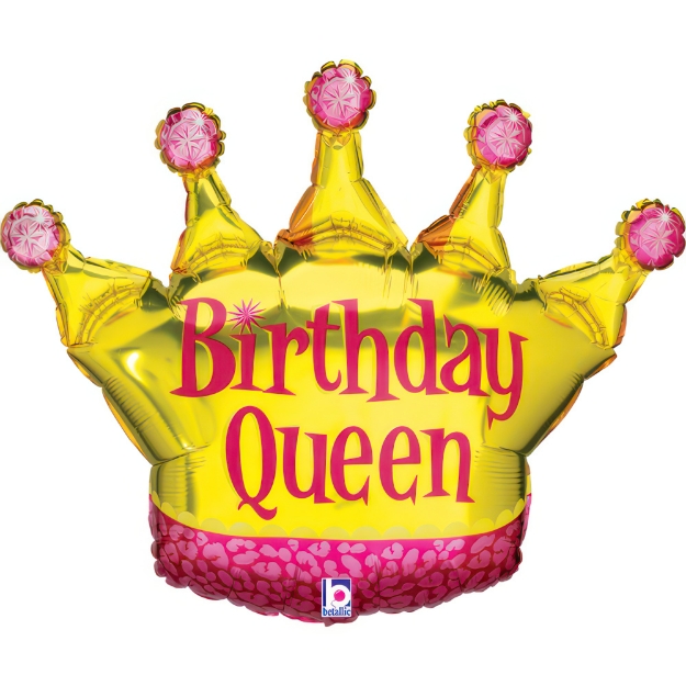 Obrázek Fóliový balonek koruna Birthday Queen – 75 x 58 cm