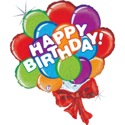 Picture of Foil Balloon Birthday Bouquet with Bow - 74 x 69 cm