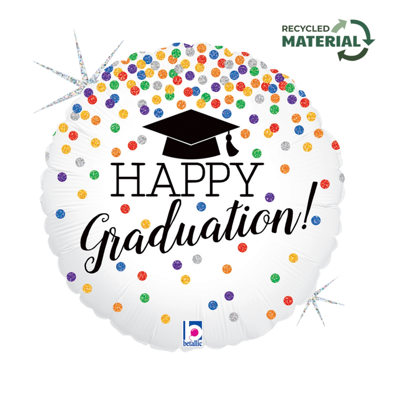 Fóliový balonek Happy Graduation s konfetami – 45 x 45 cm
