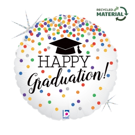 Picture of Foil Balloon Happy Graduation with Confetti - 45 x 45 cm