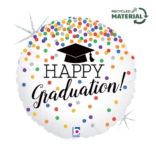 Levně Fóliový balonek Happy Graduation s konfetami – 45 x 45 cm