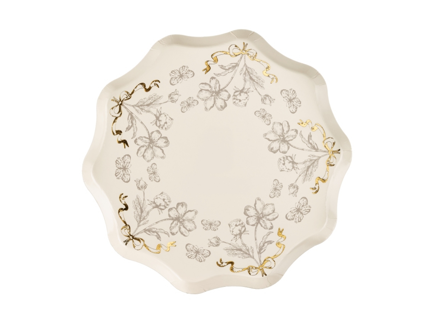 Papírové talířky květinový vintage vzor – 20 cm, 6 ks