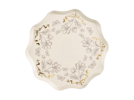 Obrázek Papírové talířky květinový vintage vzor – 20 cm, 6 ks