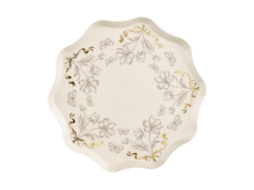 Papírové talířky květinový vintage vzor – 20 cm, 6 ks