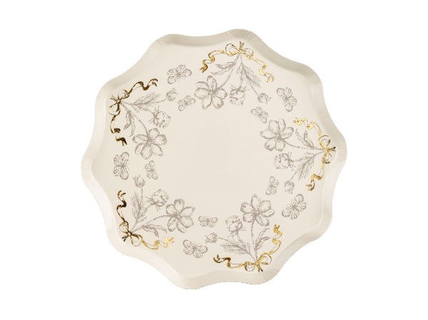 Papírové talířky květinový vintage vzor – 20 cm, 6 ks