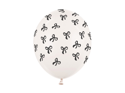 Obrázek Balonky Černá mašlička – krémově bílé 6 ks, 30 cm