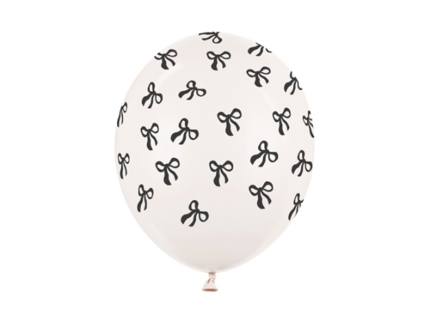 Obrázek Balonky Černá mašlička – krémově bílé, 50 ks, 30 cm