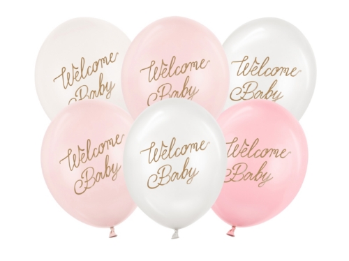 Levně Balonky Welcome Baby – růžový mix, 6 ks, 30 cm