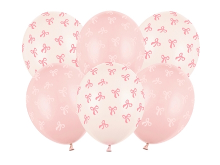Obrázek Balonky Růžová mašlička – krémovo-růžový mix, 6 ks, 30 cm